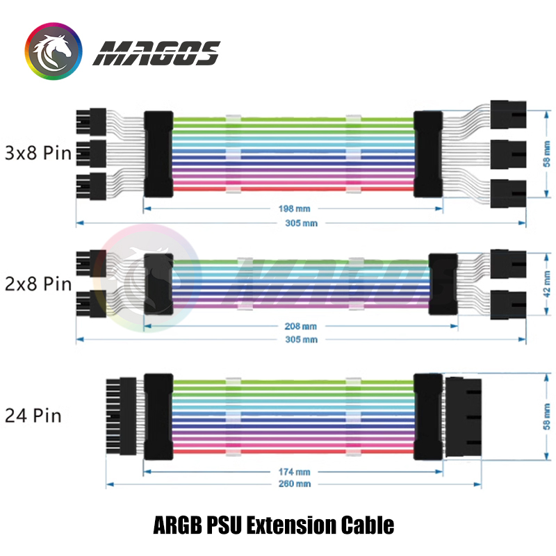 PSU Extension Cable RGB, ATX 2 - Console Gaming Pc Case ulasan dan harga